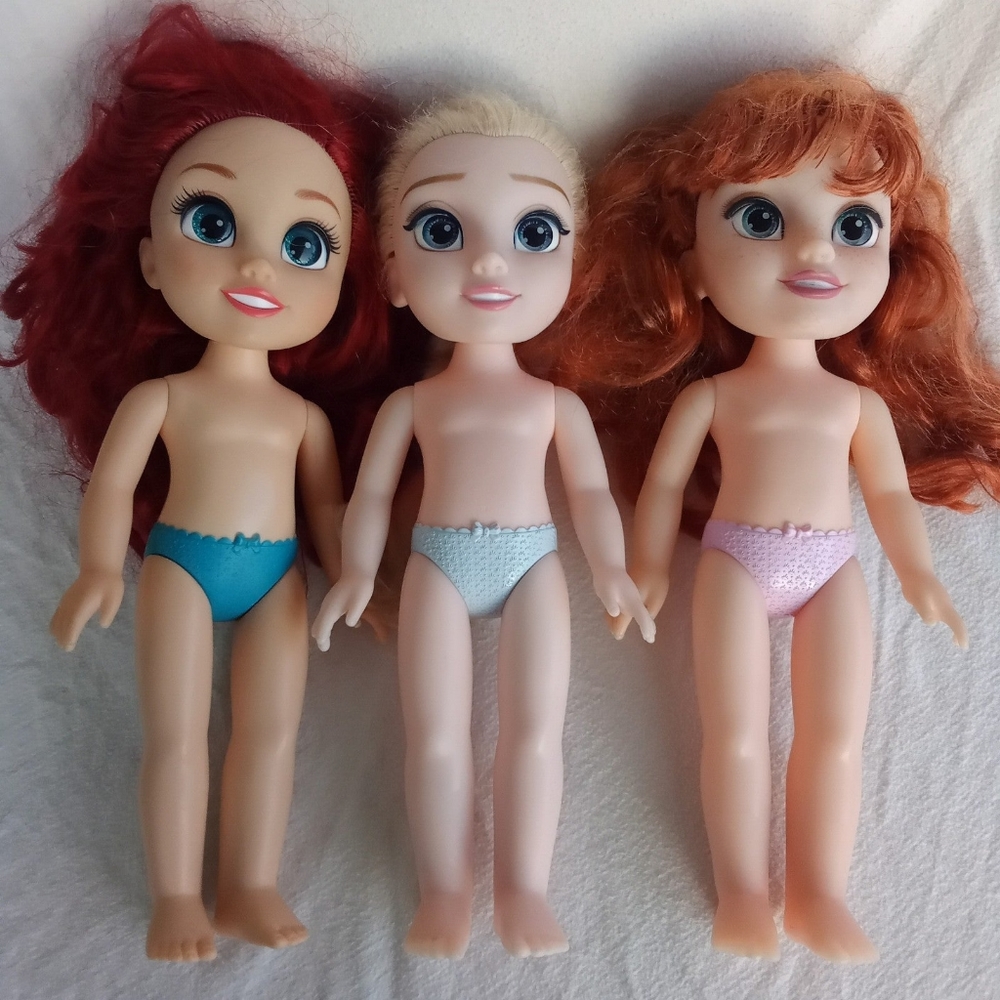 Disney Frozen Elsa & Anna & The little Mermaid Ariel Dolls 14"